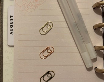 Cute Tiny Gold/ Rose Gold/ Bronze Mini Heart Shaped Paper Clips. 8 Pieces for your planner, journal, notebook, craft, invitation