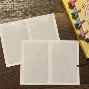 2 autocollants autoadhésifs en plastique transparent en forme de L ou pochette pour carte de visite/carte cadeau pour votre agenda/journal/carnet