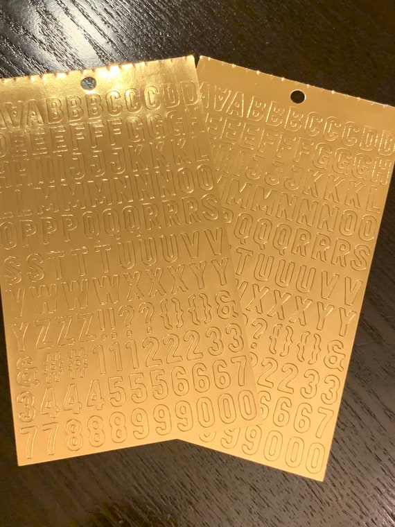 Gold alphabet and number stickers for your scrapbook craft Etsy