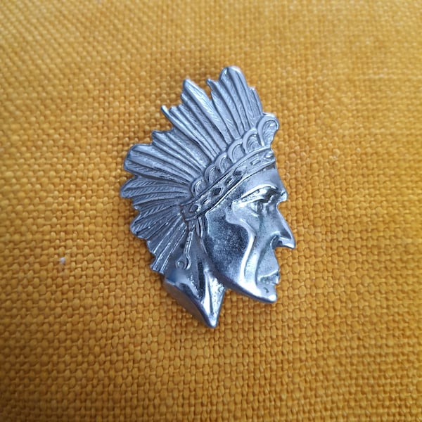 Vintage native americam indian chief bolo tie plaque pendant