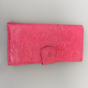 Vintage handmade leather woman embossed wallet cards coins purse clutch image 1