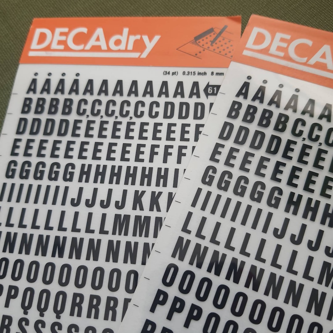 Lot of 2 Dry Transfer Sheets Numbers 61 Letraset Rub on Letters ...