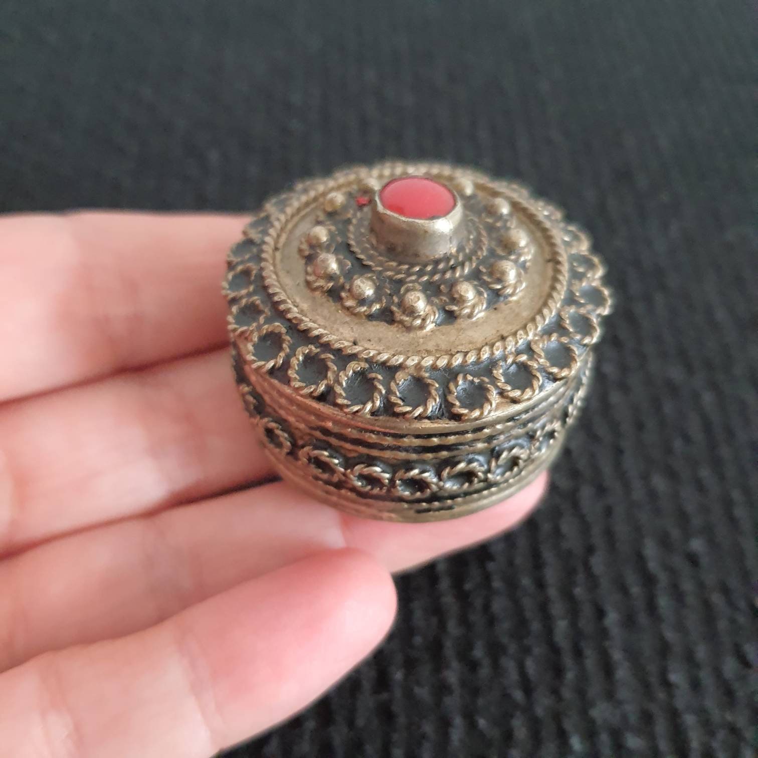 Vintage Small Trinkets Box Pill Box Oriental Etsy