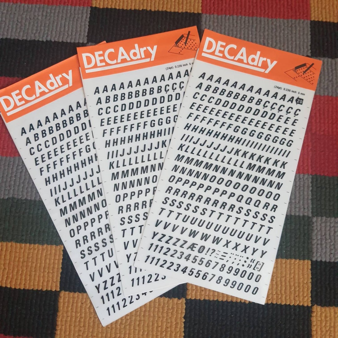 Lot of 3 or 2 Dry Transfer Sheets, Letraset Rub on Letters, Mecanorma