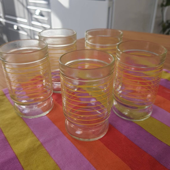 Vintage Set of 5 Tumblers Water Glasses 60s Mid Century Modern 70s