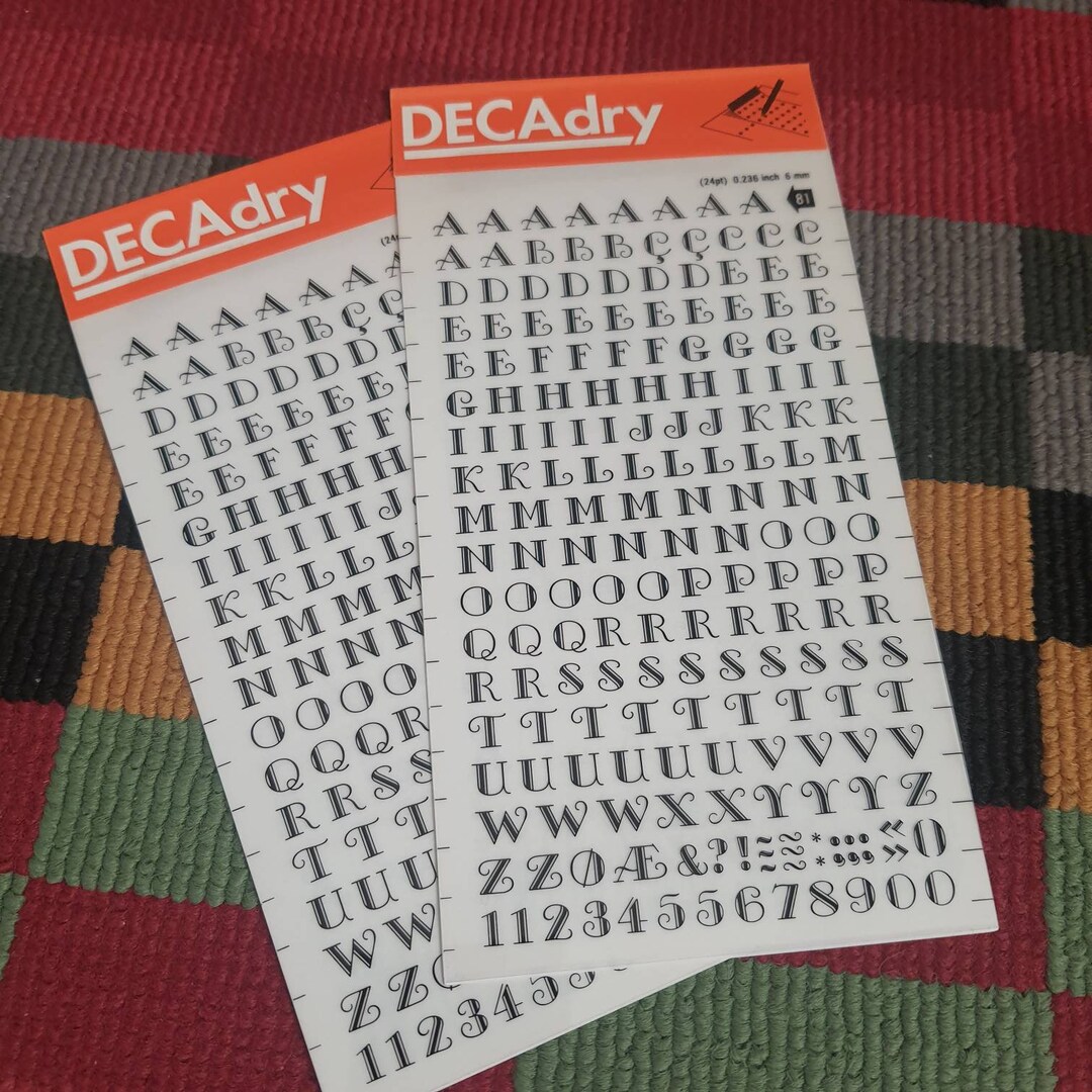 Lot of 2 Dry Transfer Sheets, Letraset Rub on Letters, Mecanorma Alfac