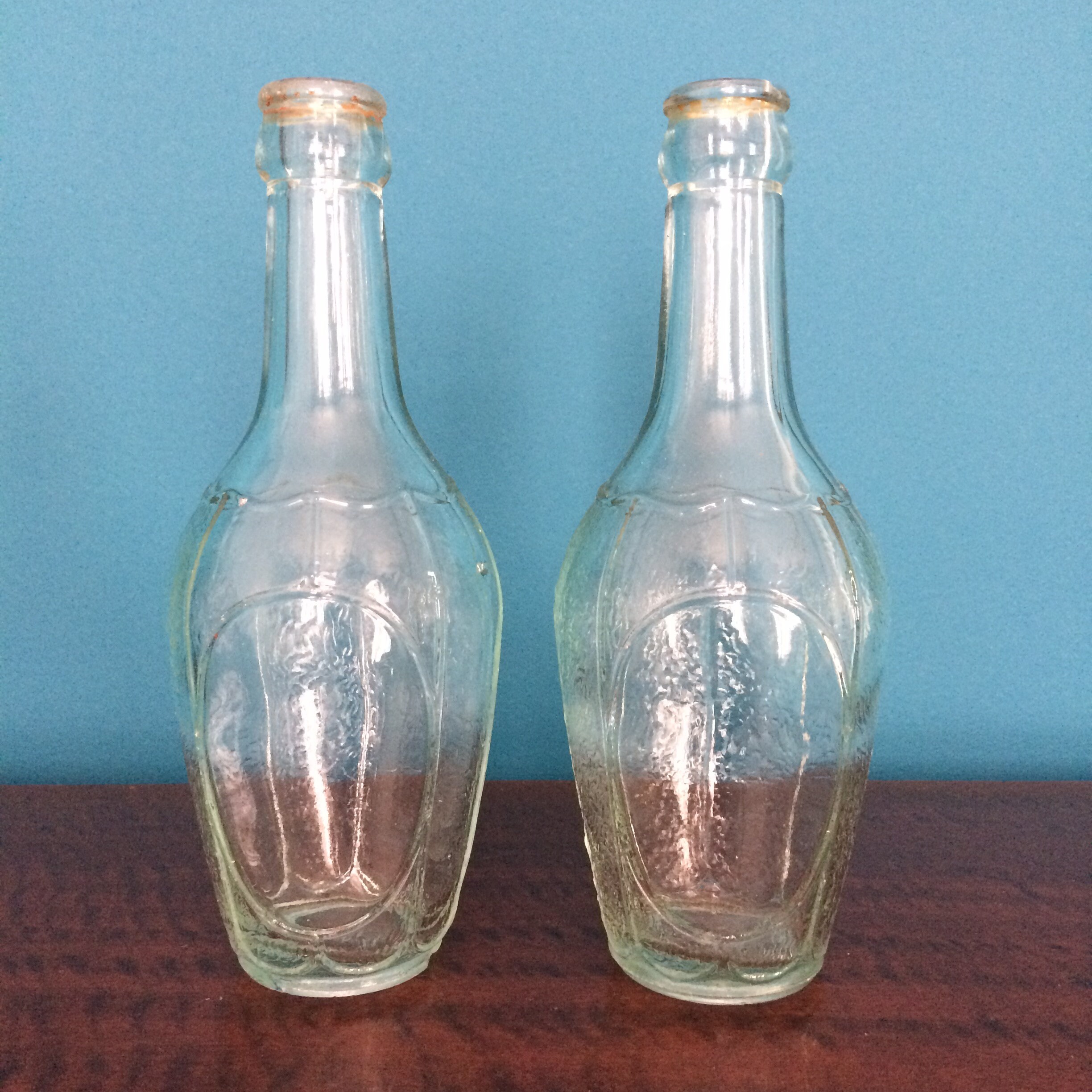 Vintage Pair of Glass Juice Soda Bottles Mid Century 1950s Etsy