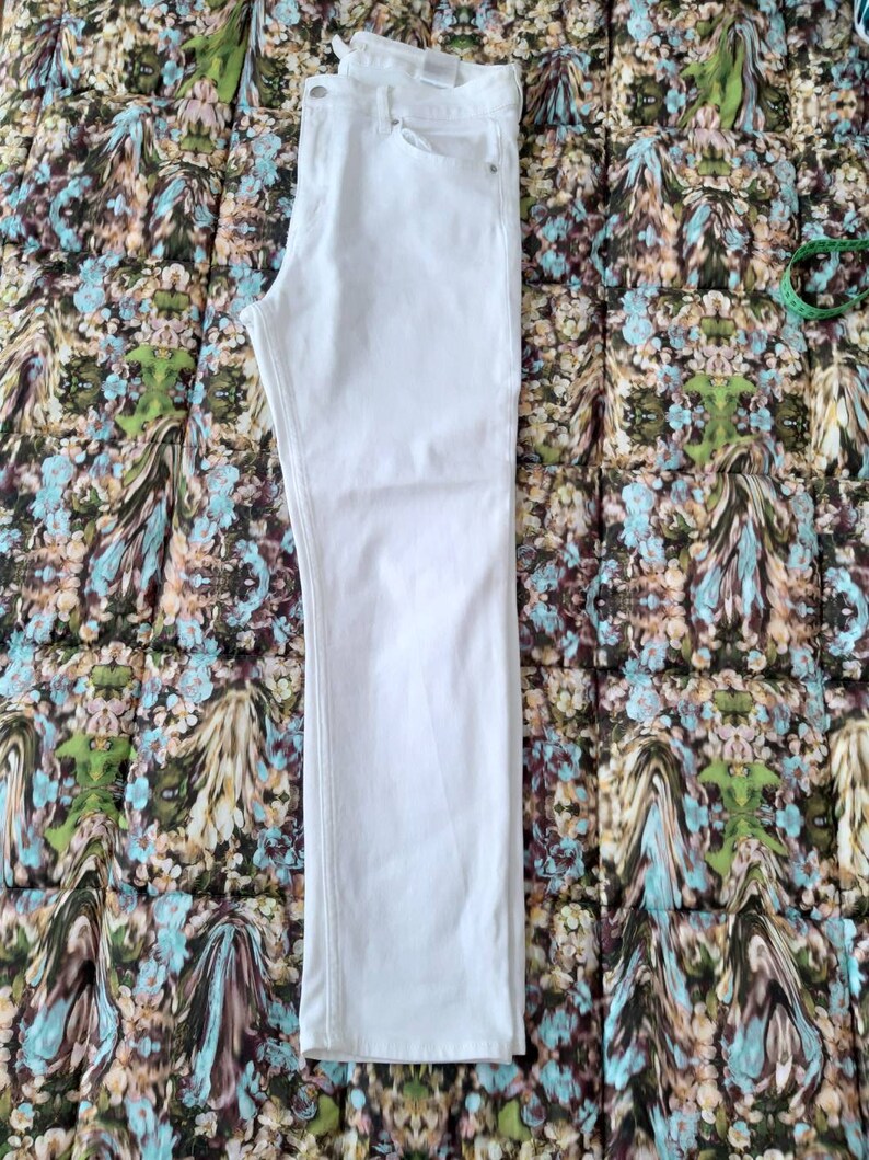 White elastic jeans white pants cotton straight jeans