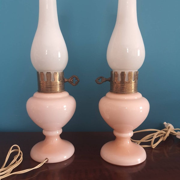 Pink Glass Lamp Etsy