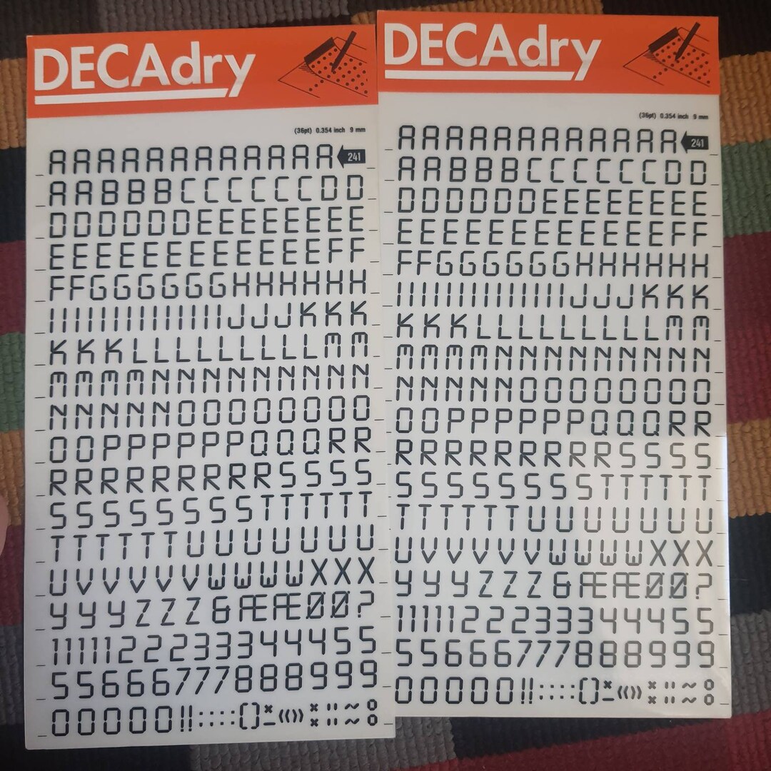 Lot of 2 Dry Transfer Sheets, Letraset Rub on Letters, Mecanorma Alfac