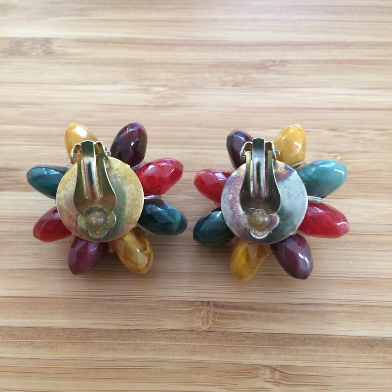 Vintage 80s clip on earrings daisies statement clip ons