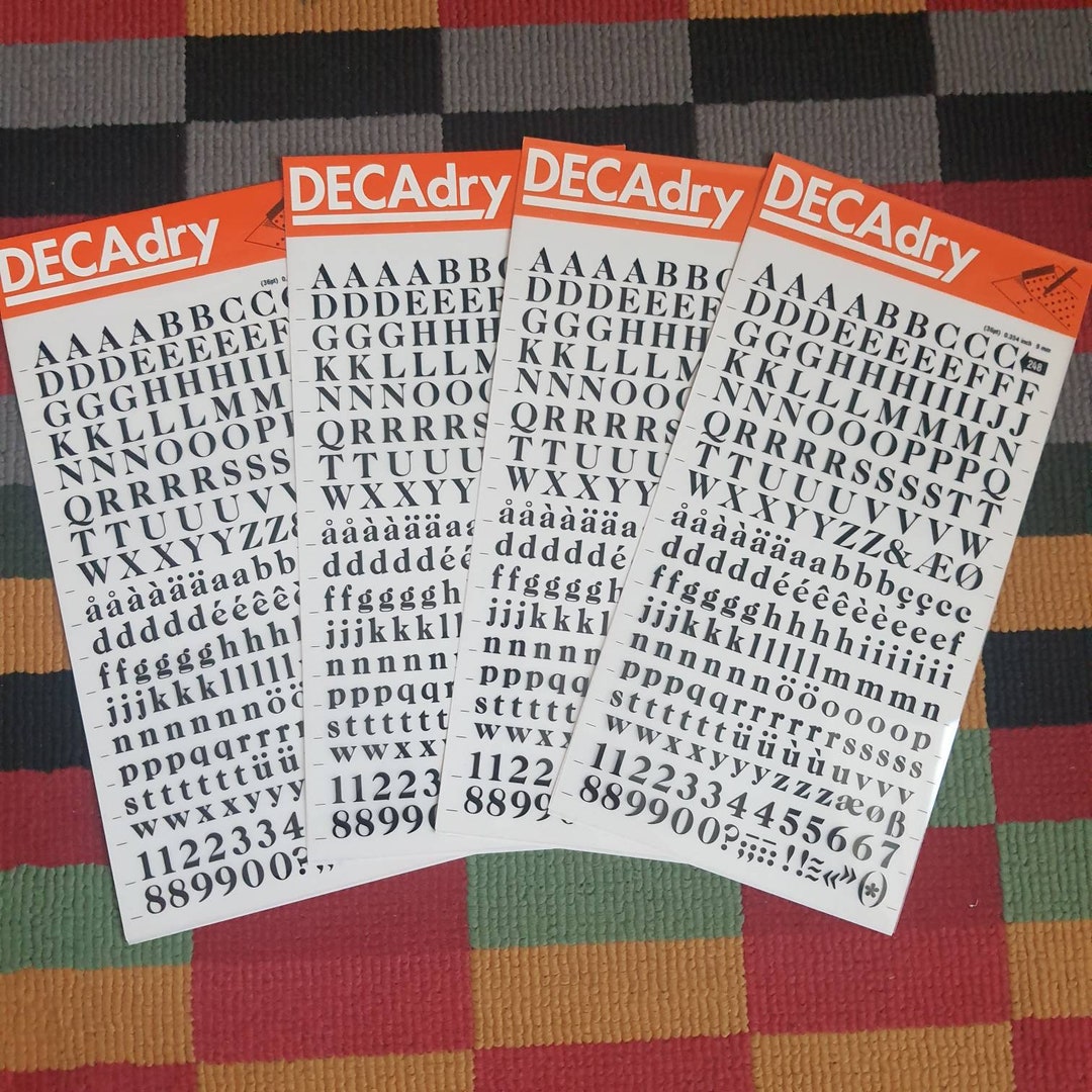 Lot of 4 Dry Transfer Sheets, Letraset Rub on Letters, Mecanorma Alfac
