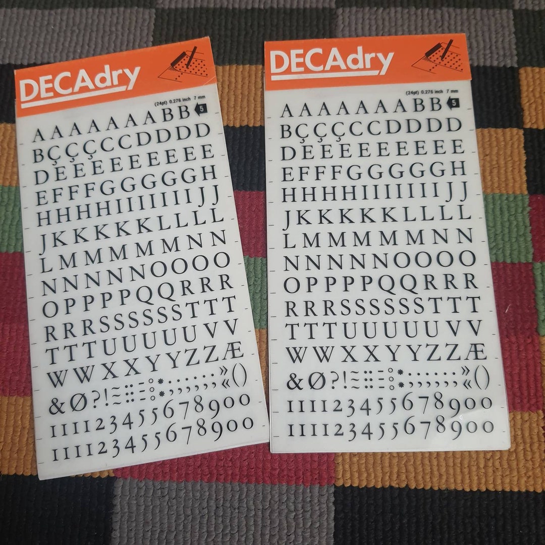 Lot of 2 Dry Transfer Sheets, Letraset Rub on Letters, Mecanorma Alfac