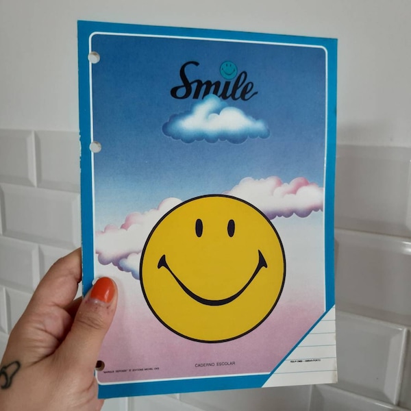 Vintage 90s smiley face smile Harvey ball notepad notebook paper office stationery