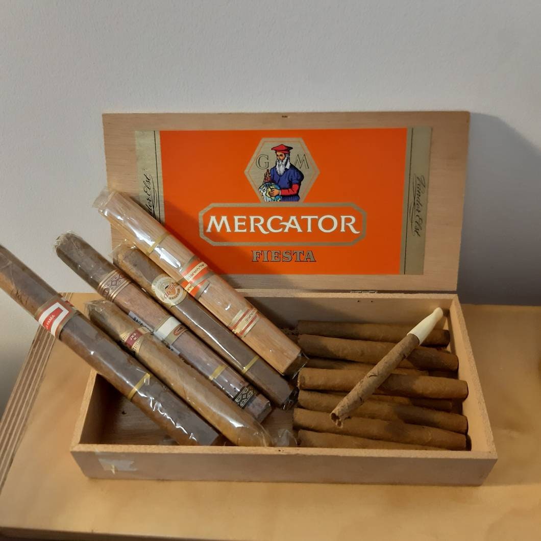 Vintage Wooden Cigar Box Cigars Mercator Fiesta Belgium Cigars Etsy