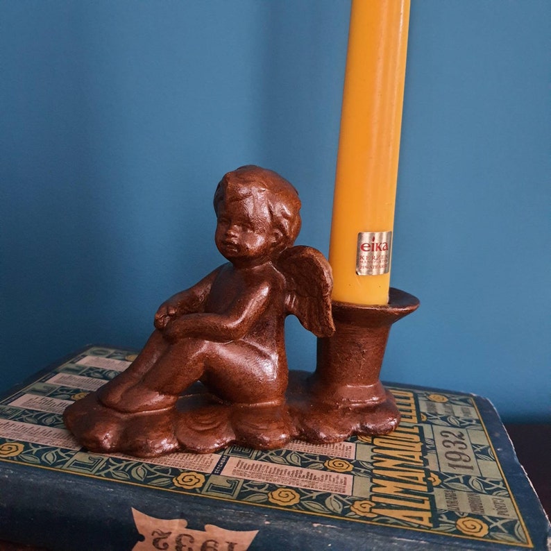 Vintage Ceramic Angel Candle Holder Candlsetick Holder Cherub Etsy