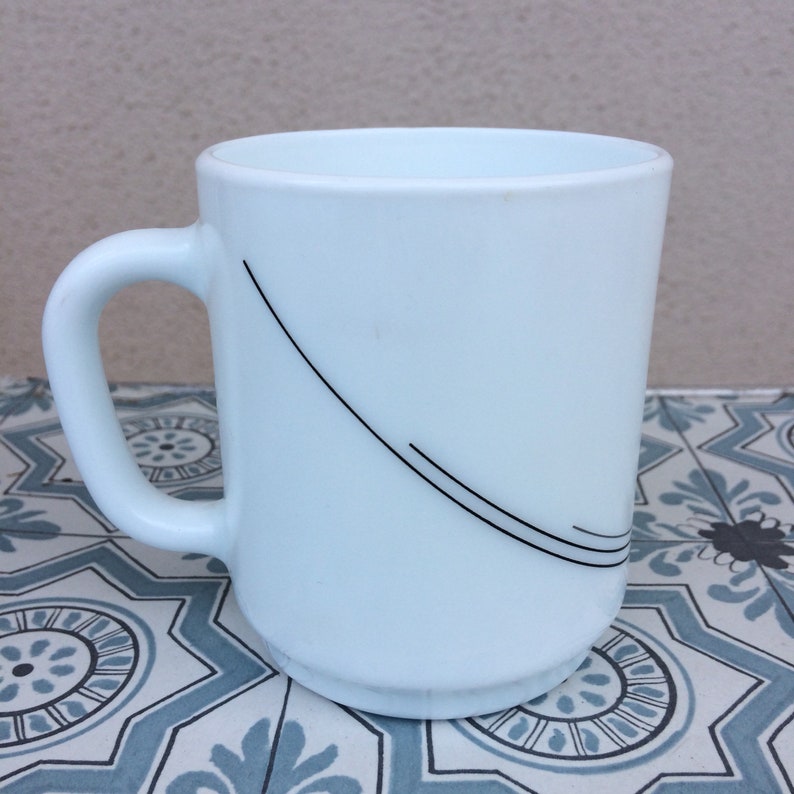 Vintage 90s Vaporwave Milk Glass Mug Coffee Cup White Made in Etsy