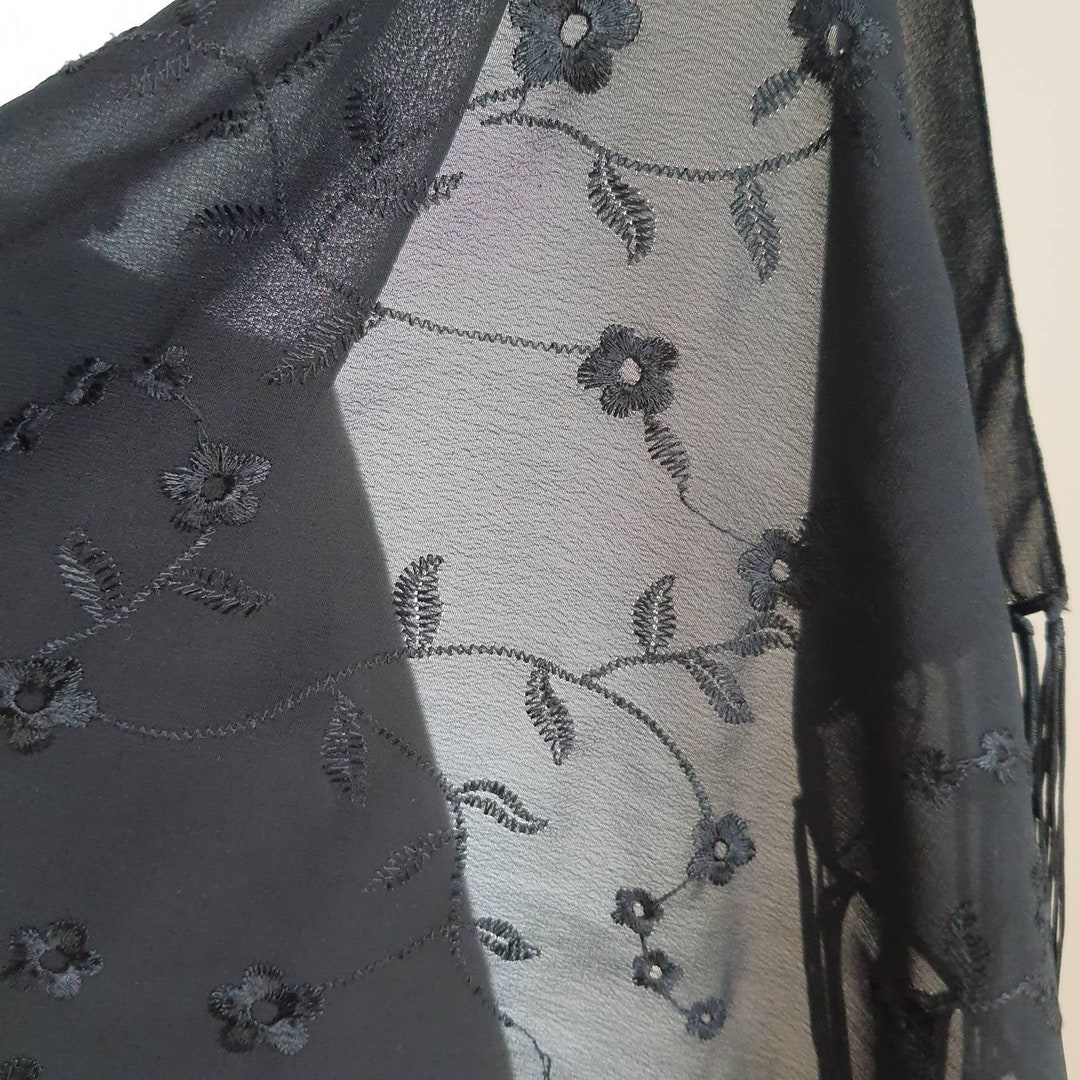 embroidered black shawl