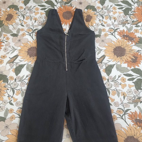 Black denim jumpsuit overalls with zipper size L zara