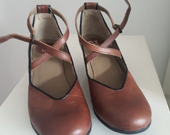 FLY London chaussures cuir marron mary jane chaussures femme 37