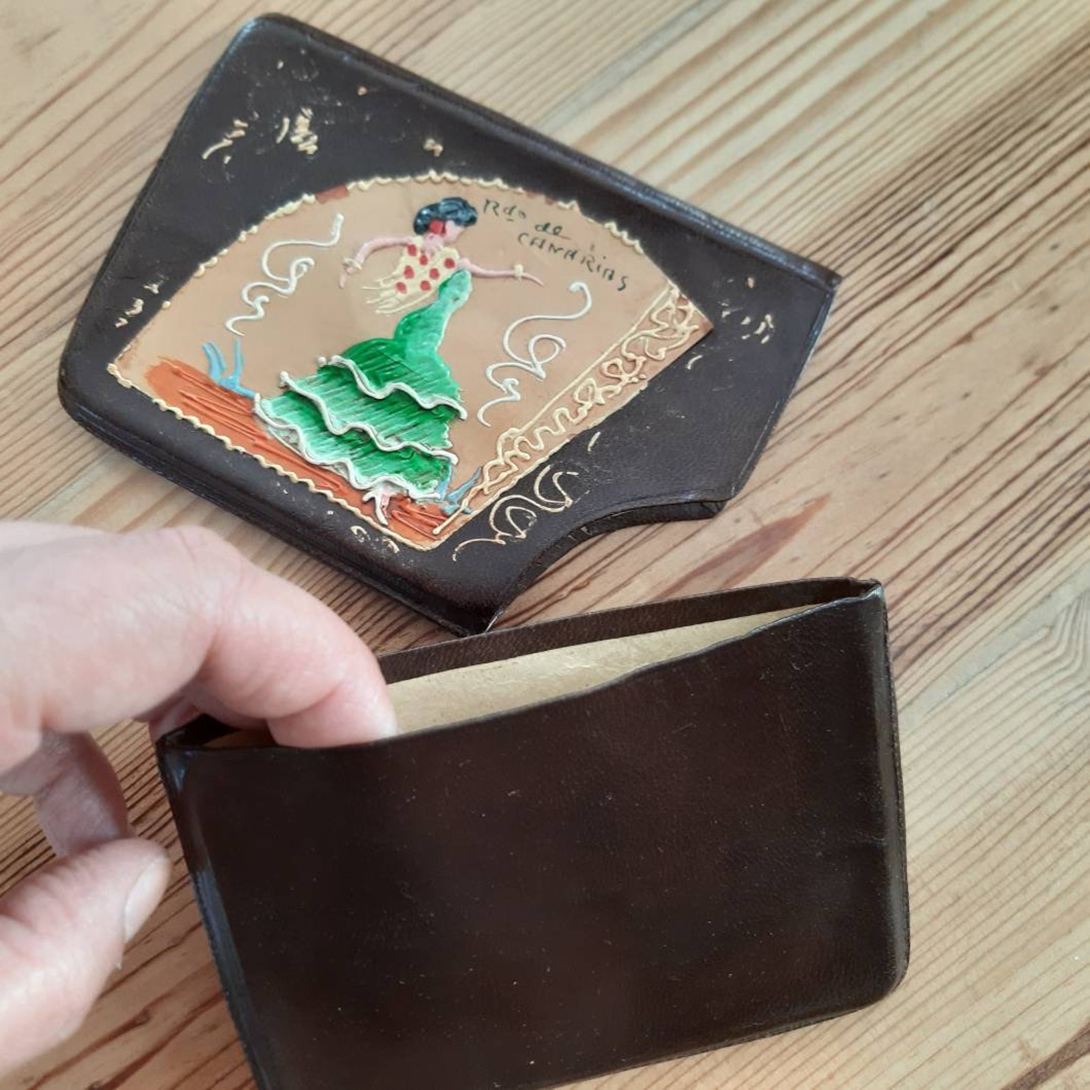 Vintage leather wallet coin purse made in Spain Canárias Etsy