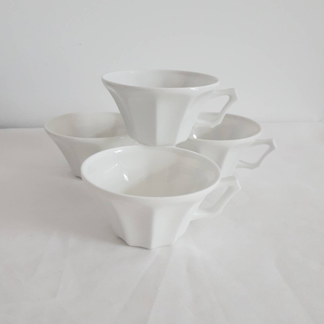 Vintage Set of 4 Porcelain Coffee Cups Art Deco Made in Portugal Etsy