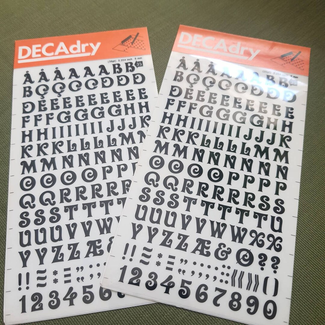 Lot of 2 Dry Transfer Sheets Number 36 Letraset Rub on Letters