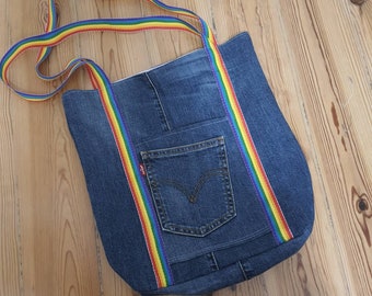 Handmade levis jeans bag handbag tote bag upcicled denim
