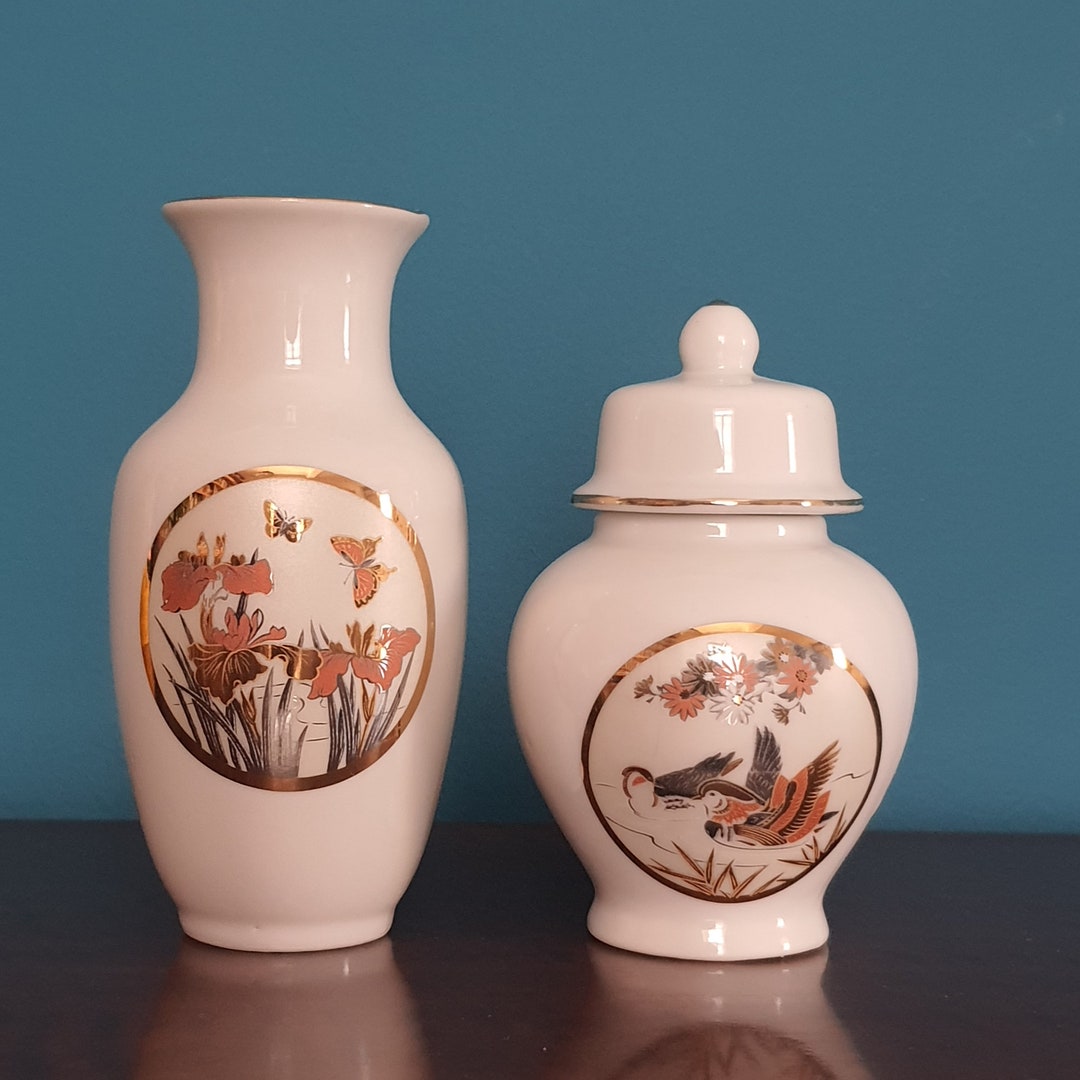 Vintage Pair of Japanese Vases Porcelain Fine China Etsy