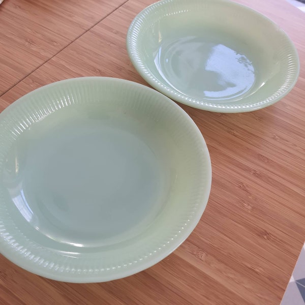 2x fire king jadeite jane ray soup salad dishes plates READ DESCRIPTION