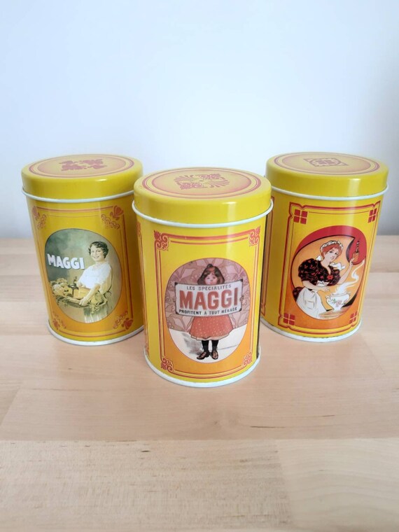 Vintage Set Of 3 Maggi Tin Boxes Containers Jars Tins Kitchen Etsy