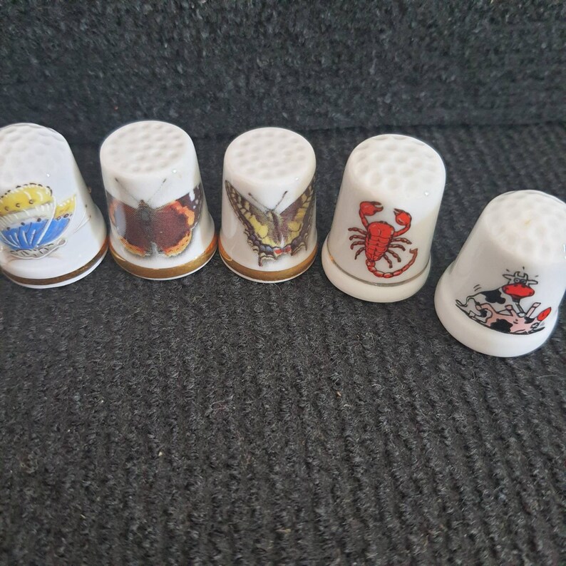 Vintage Porcelain Thimbles Collectible Thimble Animals Etsy