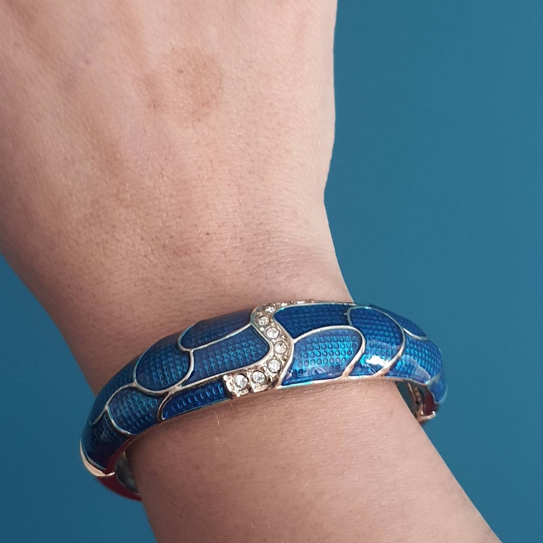 Buy Vintage Cuff Bangle Bracelet Enamel Cloisonne With Rhinestones
