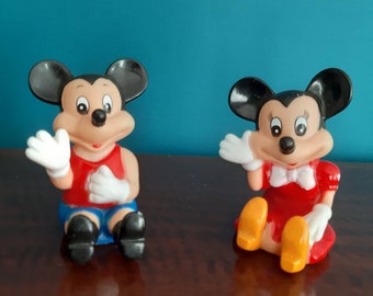 Vintage Mickey and Minnie squeaky toys toy rubber doll