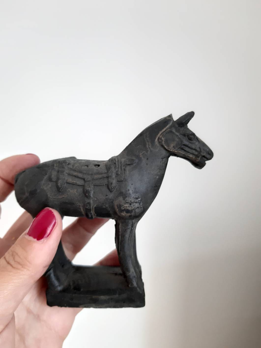 Vintage Black Horse Figurine Collectible Etsy