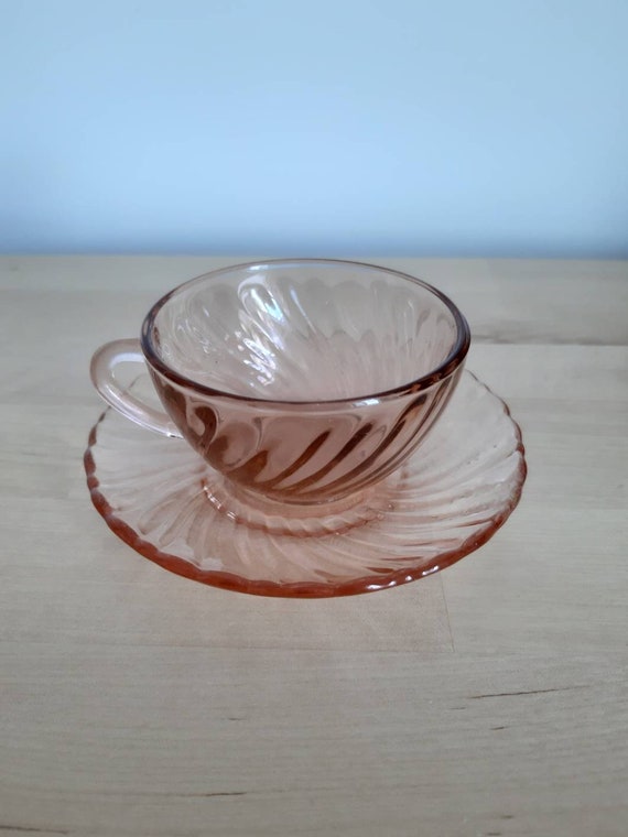 Vintage Arcoroc Pink Glass Coffee Cup Made In France Etsy