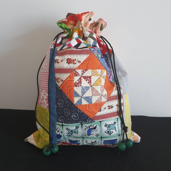 Patchwork hecho a mano bolso de cordón bolsa de pan bolso de | Etsy México