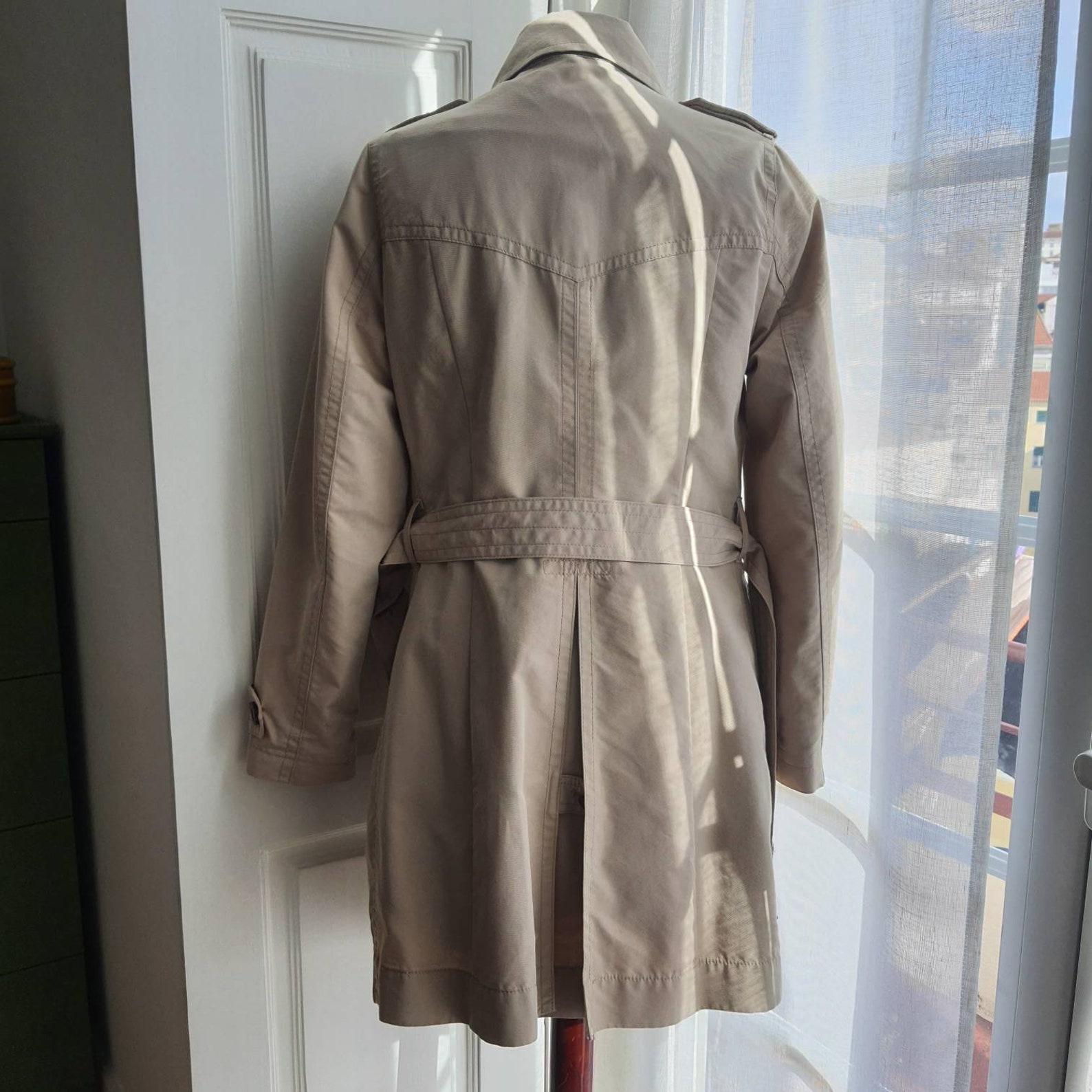 Woman classic elegant beige raincoat jacket coat | Etsy