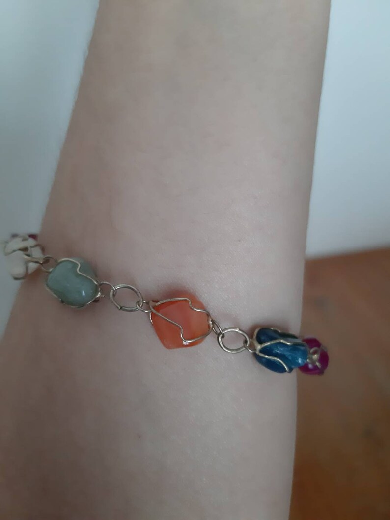 Vintage boho bohemian bracelet 70s hippie stones colourful