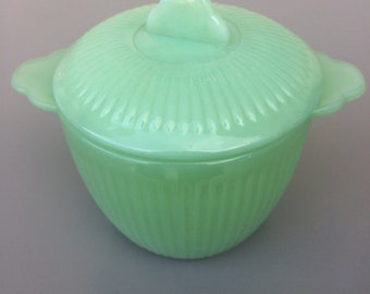 Vintage jadeite fire king sugar bowl jane ray