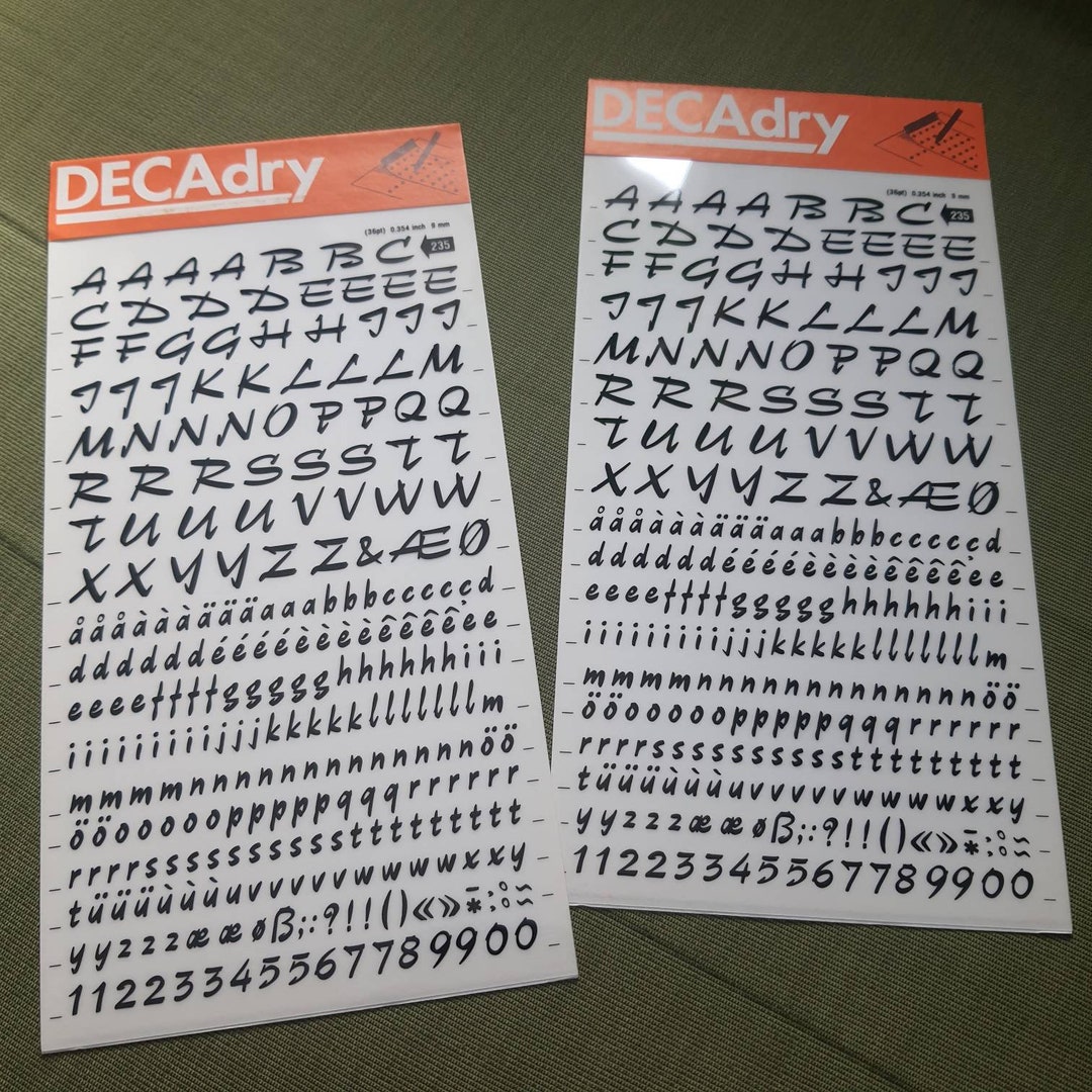 Lot of 2 Dry Transfer Sheets Font Number 235 Letraset Rub on Letters