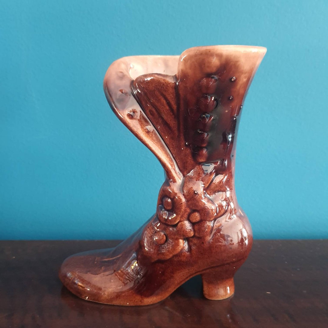 Vintage Ceramic Boot Vase Collectible Etsy
