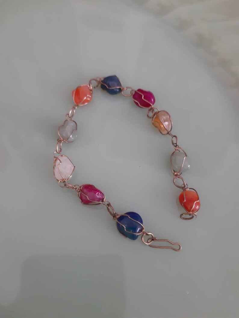 Vintage boho bohemian bracelet 70s hippie stones colourful