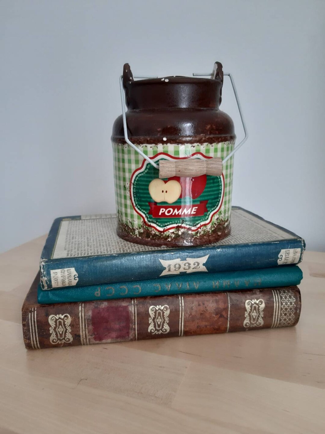 Vintage French Jam Jar Storage Container Rustic Decor Farmhouse Kitchen