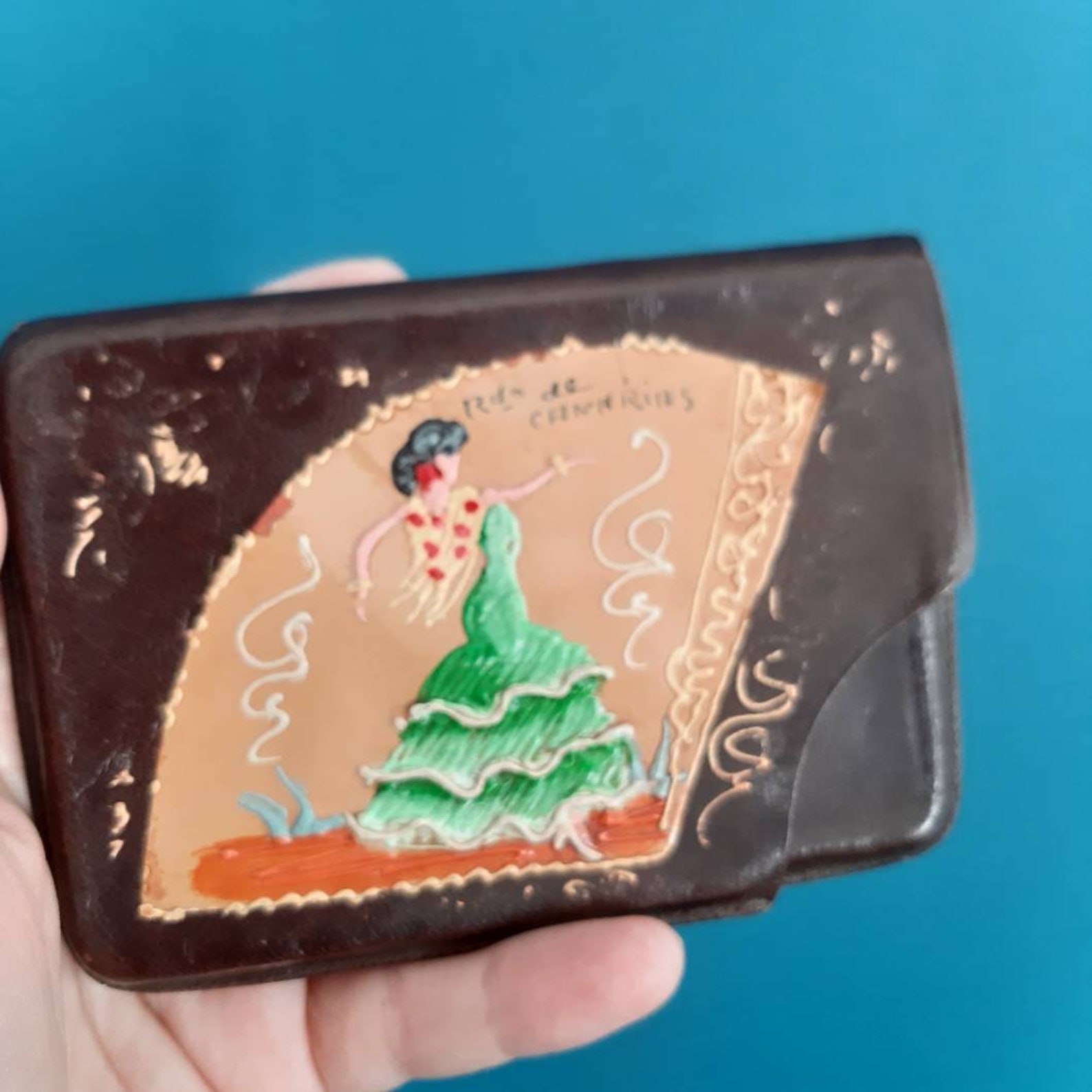 Vintage leather wallet coin purse made in Spain Canárias Etsy