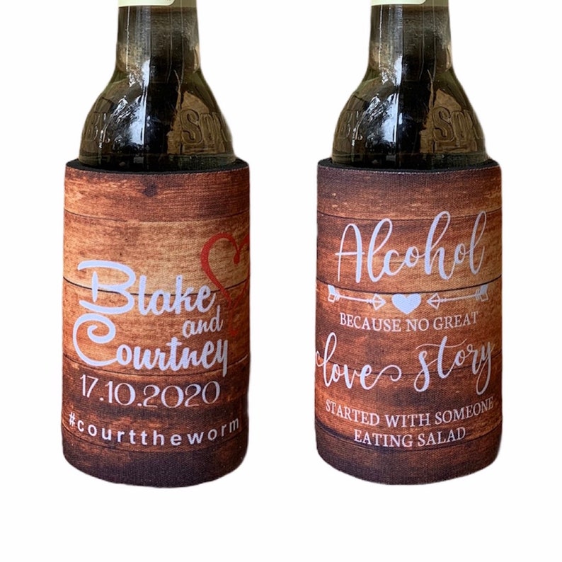 country style bonbonniere alcohol salad Custom Stubby Holders with base free shipping wedding favours koolie wood