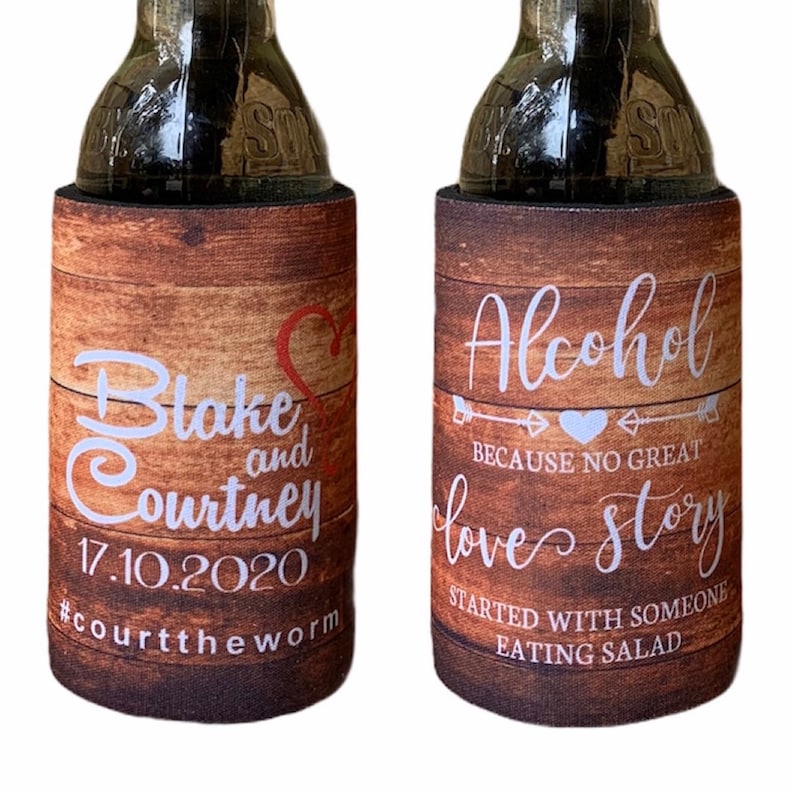 country style bonbonniere alcohol salad Custom Stubby Holders with base free shipping wedding favours koolie wood