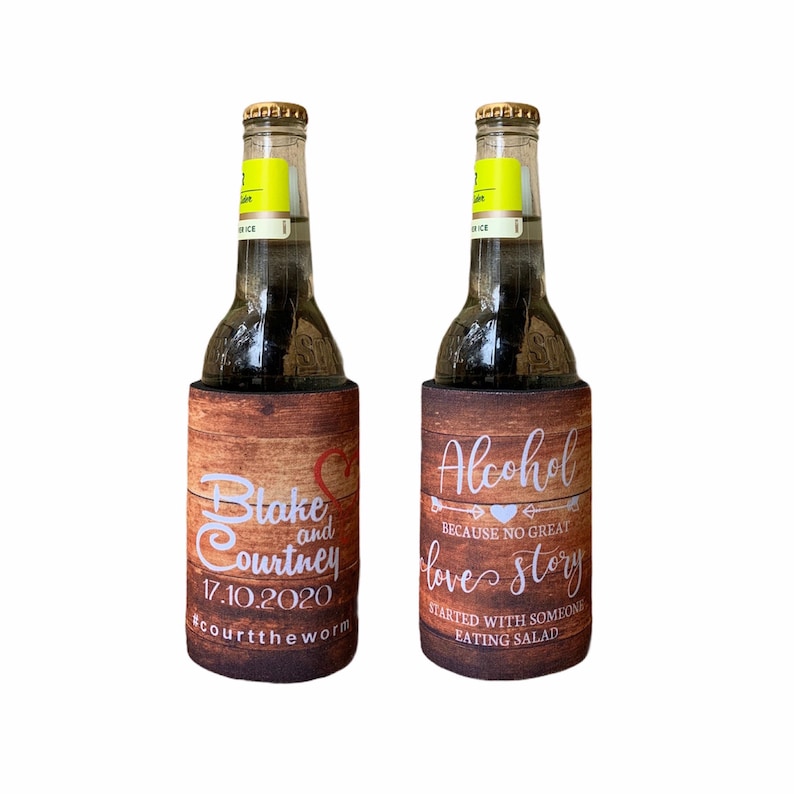 country style bonbonniere alcohol salad Custom Stubby Holders with base free shipping wedding favours koolie wood