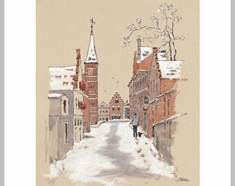 Aquarel verjaardagskalender, eeuwigdurende A4-kalender met architecturale illustraties