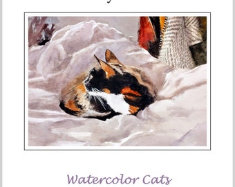 Watercolor Cats Perpetual Calendar, Illustrated A4 Wall Art